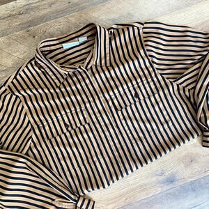 Vintage Alfred Dunner Button Down Striped Long Sleeve Blouse 24W